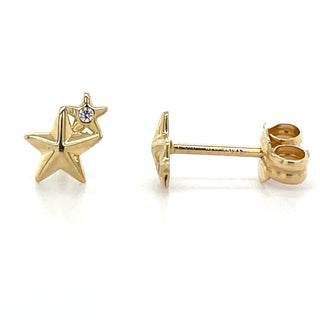 9ct Yellow Gold Double Star Stud  Earrings