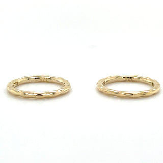 9ct Yellow Gold Hammered Effect Clicker Hoop Earrings