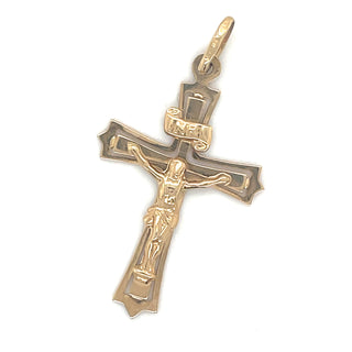 Vintage 9ct Yellow Gold Flat Crucifix Pendant