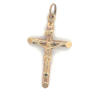 Vintage 9ct Yellow Gold Rounded Crucifix Pendant
