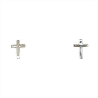 Sterling Silver Small Plain Cross Stud Earrings