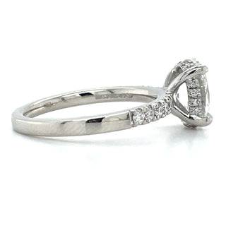 Skye - Platinum 1.91ct Laboratory Grown Oval Solitaire Diamond Engagement Ring With Hidden Halo And Castle Set Shoulders