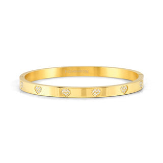 PRETTY BANGLES RIGID BRACELET WITH HEARTS GOLD
