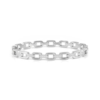 PRETTY BANGLES RIGID CHAIN BRACELET WITH CZ SILVER