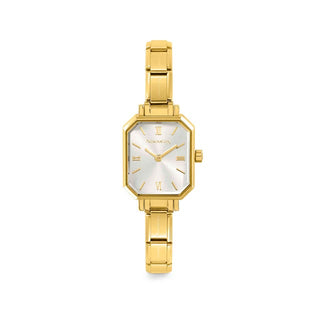TIME PARIS YELLOW PVD WATCH, SUNRAY SILVER DIAL