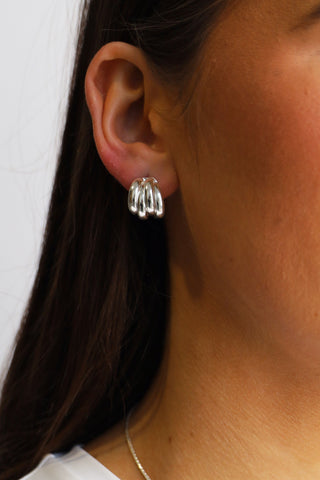 Sterling Silver Smooth Multi-Stepped Scoop Earring