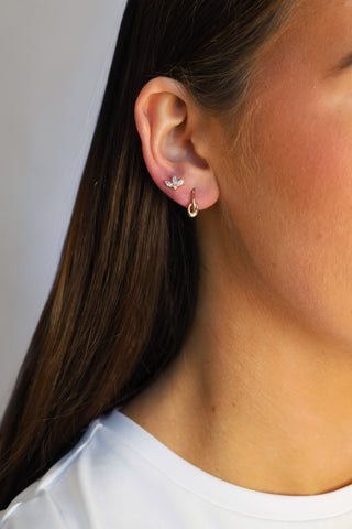 9ct Yellow Gold Lotus Cz Three Stone Stud Earrings