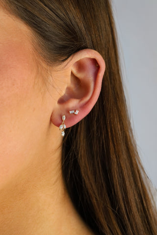 9ct Yellow Gold Miniature Marquise Cz Drop Earrings