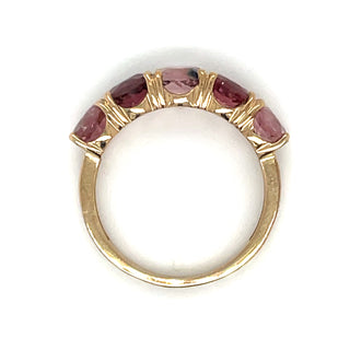 9ct Yellow Gold Light & Dark Pink Tourmaline 5 Stone Ring