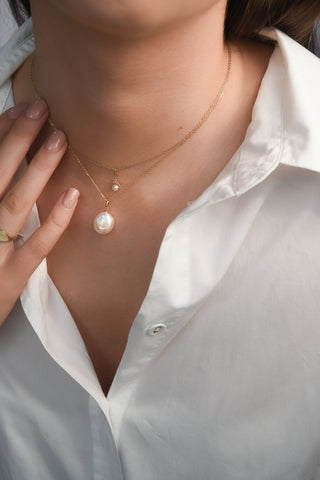 9ct Yellow Gold Big Baroque Pearl Pendant