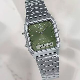 Casio Vintage Slim Green Dial Watch