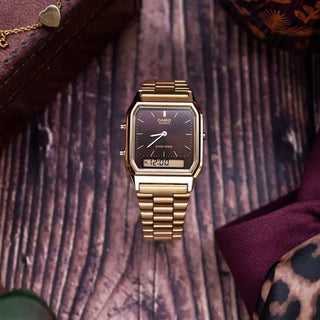 Casio Vintage Gold Retro Brown Dial Watch