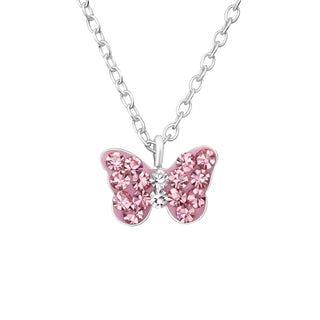 Children’s Sterling Silver Pink Butterfly Necklace