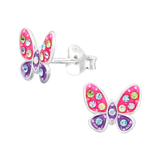 Children’s Sterling Silver Pink & Purple Butterfly Earring’s