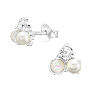 Children’s Sterling Silver CZ, Opal and Pearl Earring.