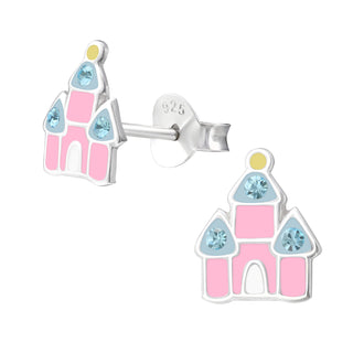 Children’s Sterling Silver Pink Castle Earring.