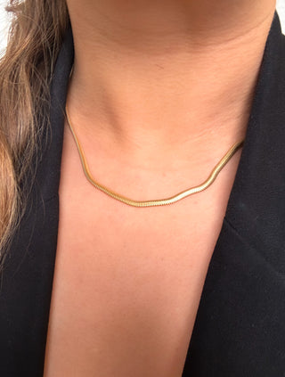 Golden Slim Herringbone Necklace