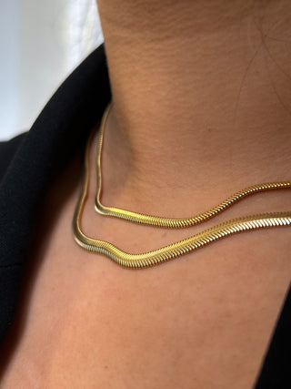 Golden Heavy Herringbone Necklace