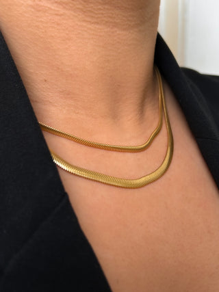 Golden Heavy Herringbone Necklace