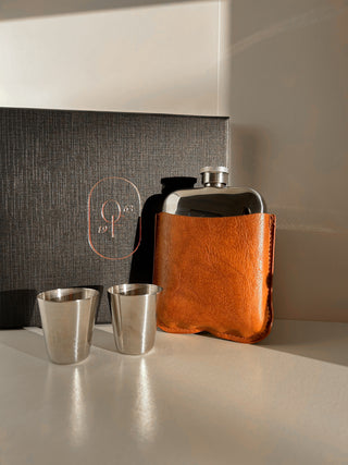 Hipflask Set with Leather Pouch