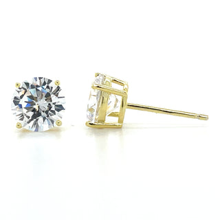 Golden Four Claw Cz Stud Earrings