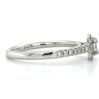 Platinum Princess Cut Halo Earth Grown Diamond Engagement Ring With Castle Set Diamond Shoulders