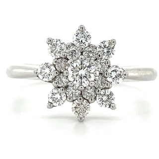 white gold cluster style diamond engagement ring