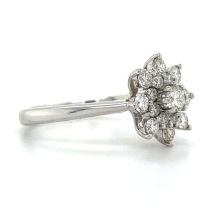 18ct White Gold Cluster Earth Grown Diamond Engagement Ring