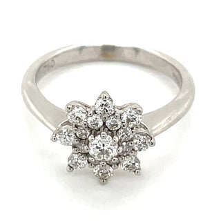 18ct White Gold Cluster Earth Grown Diamond Engagement Ring