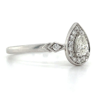 18ct White Gold Pear Halo Diamond Earth Grown Engagement Ring