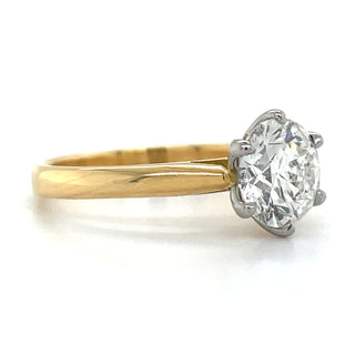 Layla - 18ct Yellow Gold 1.5ct Six Claw Solitaire Earth Grown Diamond Engagement Ring