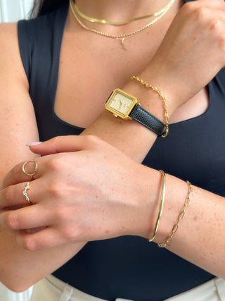 Golden Chunky Link Necklace & Round Bangle Bundle