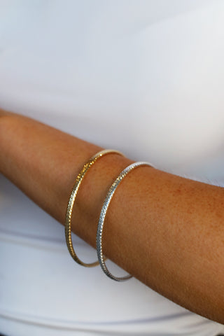 Aura Sterling Silver Diamond Cut Textured Bangle