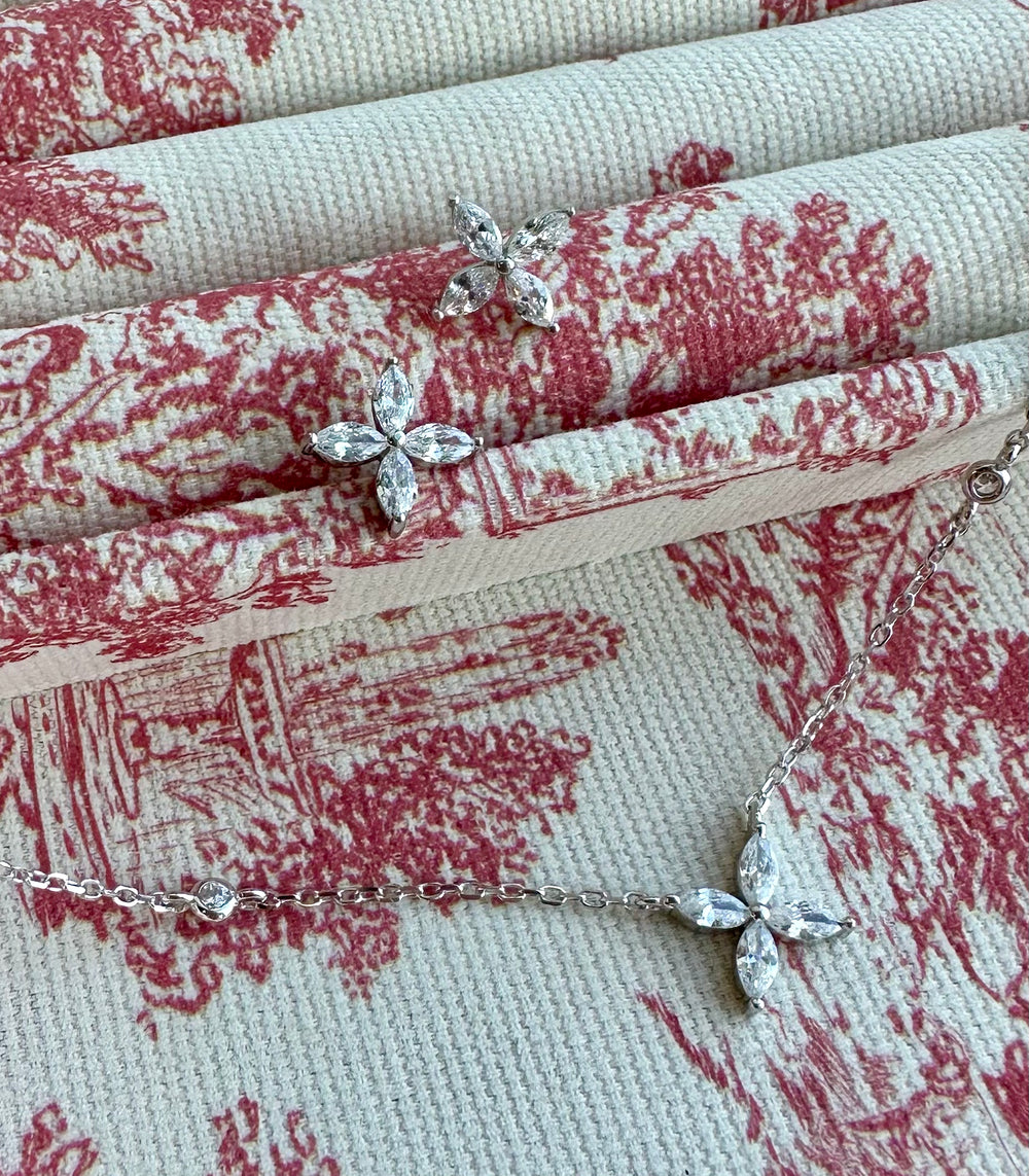 Sterling Silver Kiss Cz Pendant &amp; Earring Bundle