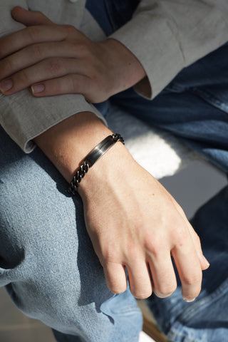 Gents Stainless Steel Black ID Bracelet