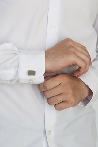 Stainless Steel Brushed And Shiny Rectangle Cufflinks