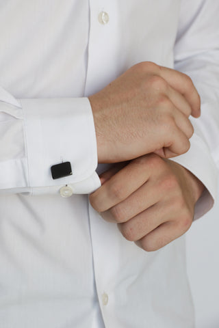 Stainless Steel Brushed And Shiny Black Cufflinks