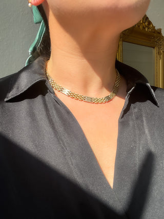 Vintage 9ct Two Tone Mixed Link Necklace