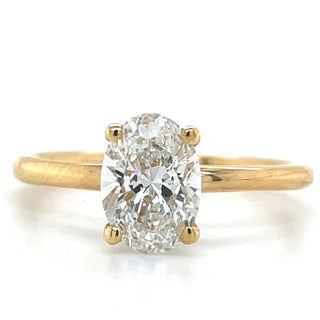 Millie - 18ct Yellow Gold 1.12ct Laboratory Grown Oval Solitaire Engagement Ring with Hidden Halo