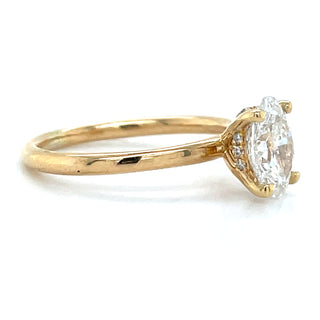 Millie - 18ct Yellow Gold 1.12ct Laboratory Grown Oval Solitaire Engagement Ring with Hidden Halo