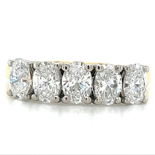 18ct Yellow Gold 1.25-1.27ct Oval Five Stone Laboratory Grown Diamond Ring