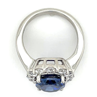 Platinum Laboratory Grown 10ct Sapphire And 1.33ct Diamond Princess Di Style Ring