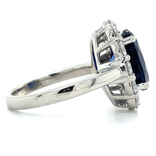 Platinum Laboratory Grown 10ct Sapphire And 1.33ct Diamond Princess Di Style Ring