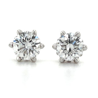 14ct White Gold Six Claw 1.00-1.01ct Laboratory Grown Round Diamond Earrings