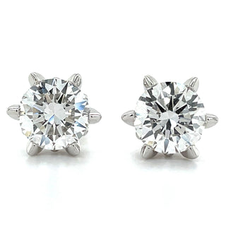 14ct White Gold Six Claw 3.00ct Laboratory Grown Round Diamond Earrings