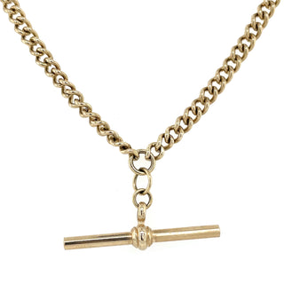 Vintage 9ct Yellow Gold T-Bar on Curb Chain