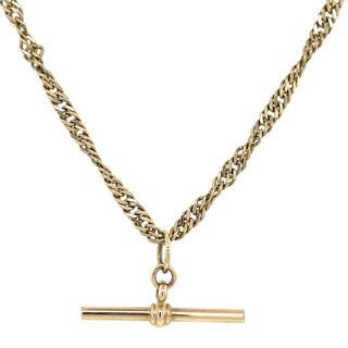 9ct Yellow Gold Twisted Curb Necklace With T-Bar Pendant