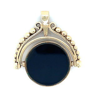 Vintage 9ct Yellow Gold Round Flat Spinning Fob Pendant