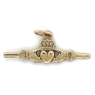 Vintage 9ct Yellow Gold Claddagh T-Bar Pendant