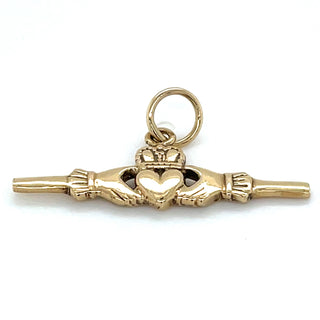 Vintage 9ct Yellow Gold Claddagh T-Bar Pendant